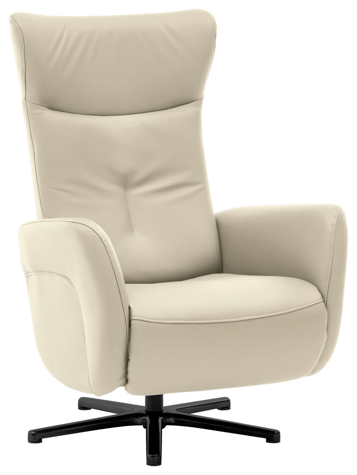 RELAXSESSEL in Leder Creme, Naturfarben  - Creme/Schwarz, Design, Leder/Metall (76/112/83cm) - Beldomo Speed