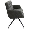 SITZBANK 200/91/70 cm Webstoff Schwarz, Dunkelgrau  - Dunkelgrau/Schwarz, Design, Textil/Metall (200/91/70cm) - Dieter Knoll