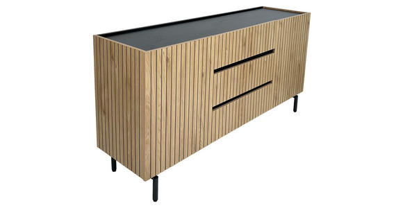 SIDEBOARD LINO in 150/75/40 cm - Eichefarben/Schwarz, Design, Holzwerkstoff/Metall (150/75/40cm) - Xora