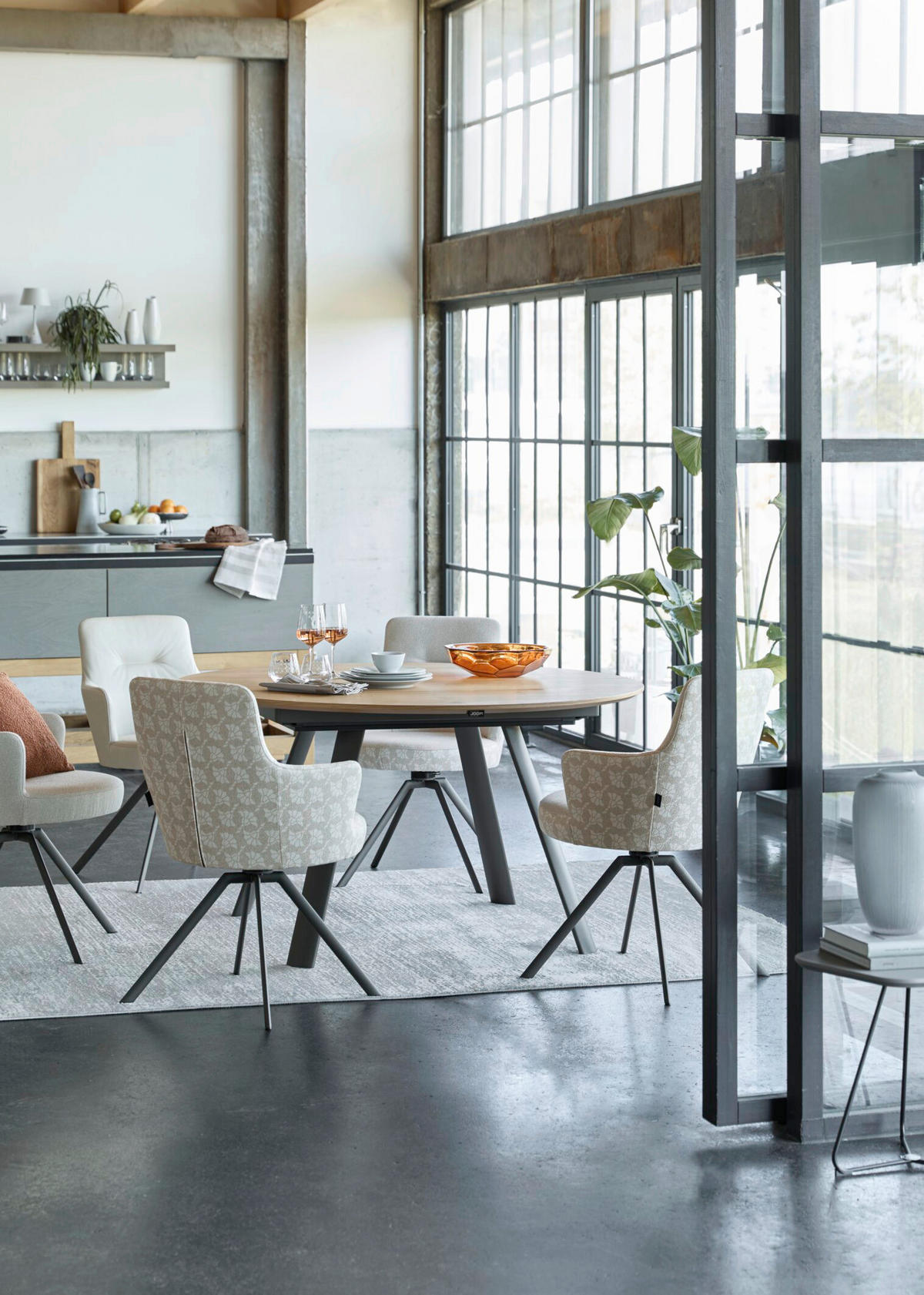 ESSTISCH in Holz, Metall 140/140/76 cm  - Wildeiche, Design, Holz/Metall (140/140/76cm) - Joop!