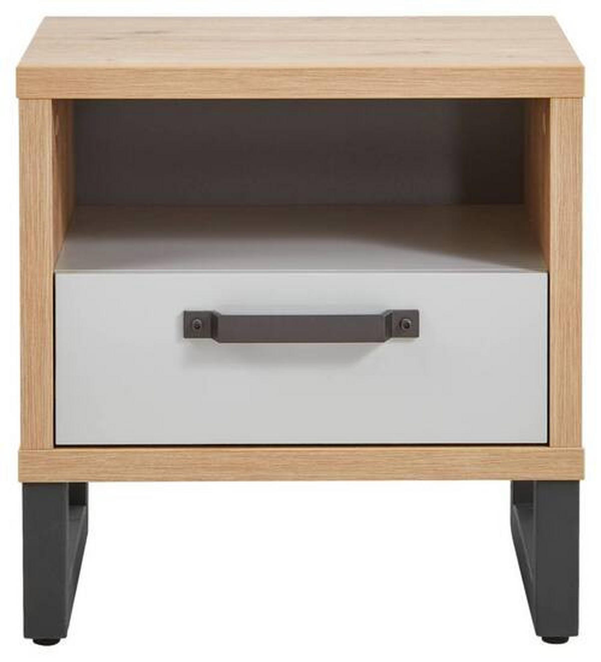 NACHTKÄSTCHEN 52,2/53,7/35 cm  in Grau, Eichefarben  - Dunkelgrau/Eichefarben, Modern, Holzwerkstoff/Metall (52,2/53,7/35cm) - Xora