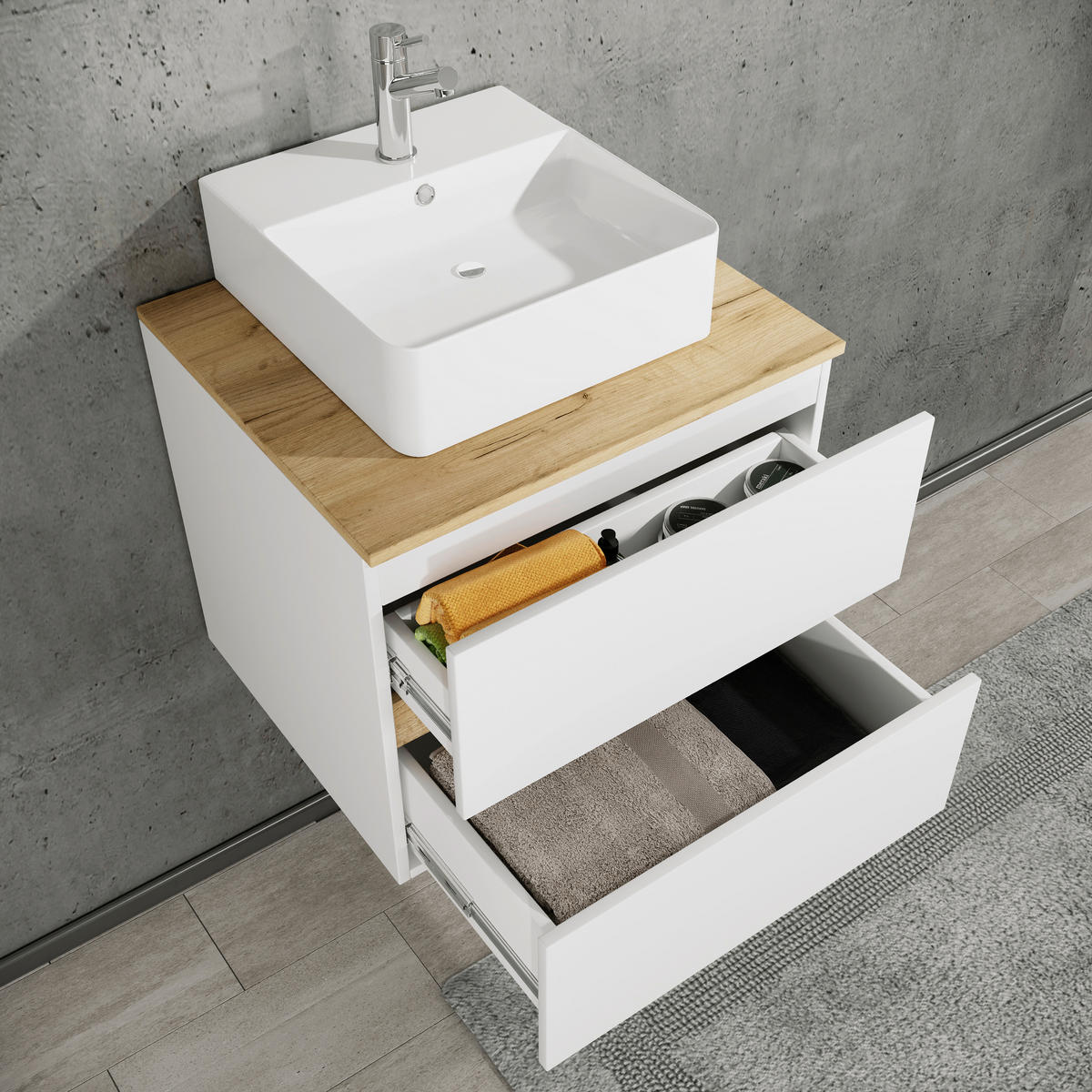 BADEZIMMER 2-teilig  in  - Honigeiche/Weiß, Trend, Keramik/Holzwerkstoff (60/67/51cm) - MID.YOU