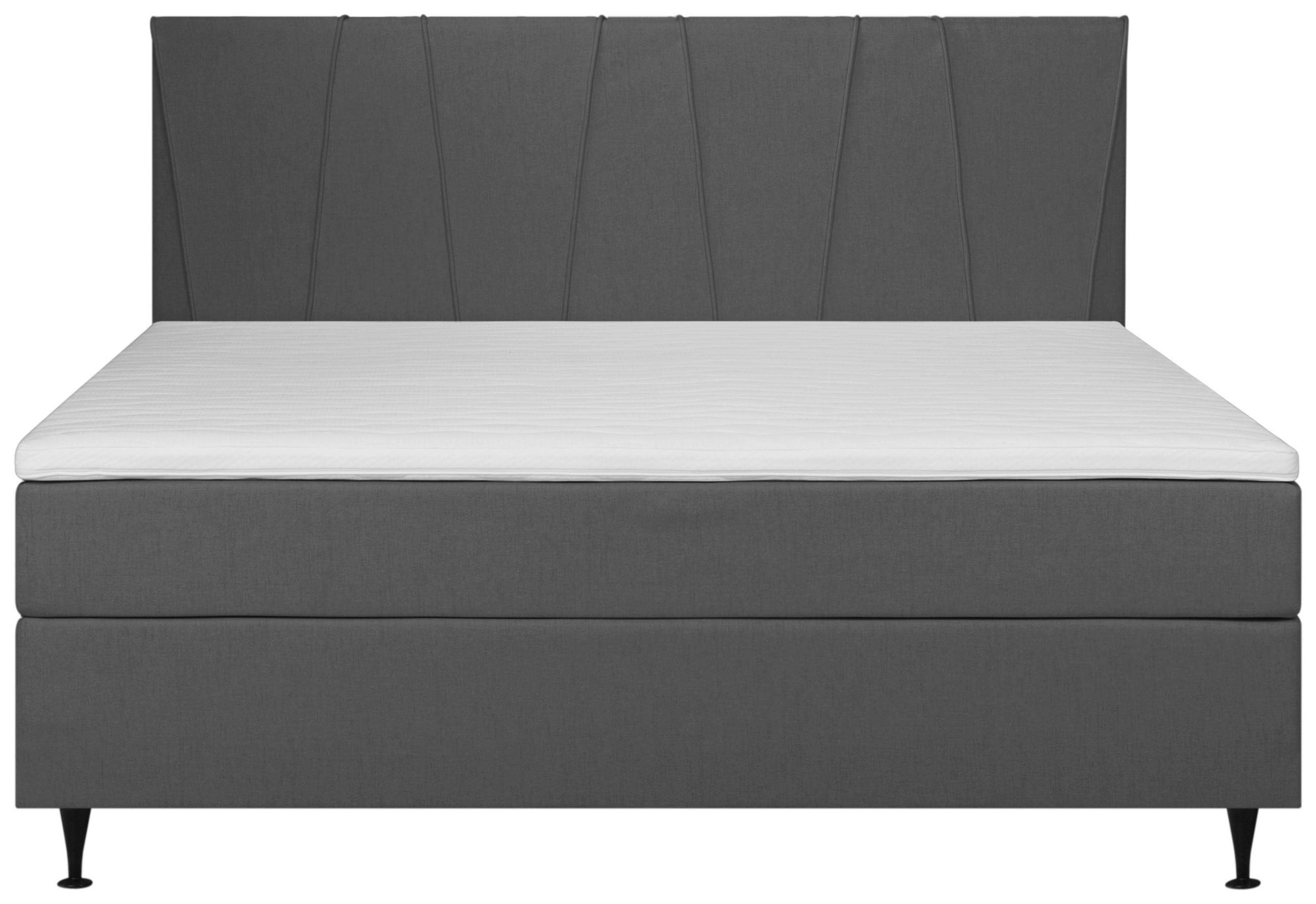 BOXSPRING-ÁGY 180/200 cm  grafitszürke  - grafitszürke/fekete, Modern, textil (180/200cm) - MID.YOU