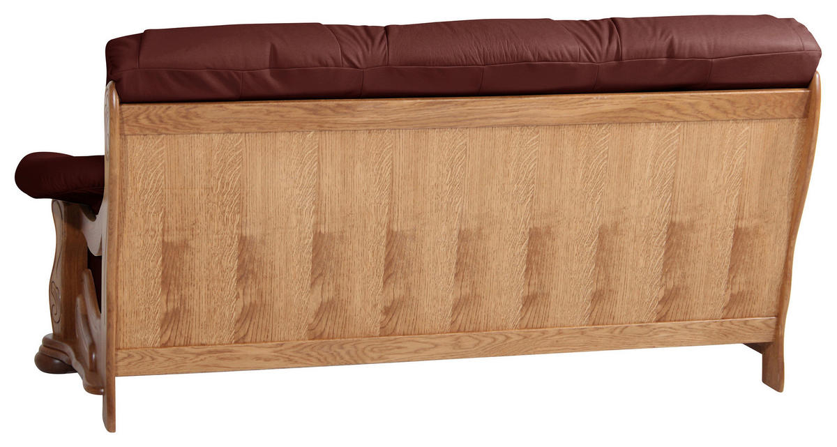 3-SITZER-SOFA Echtleder Rot  - Eichefarben/Rot, LIFESTYLE, Leder/Holz (205/95/95cm) - Max Winzer