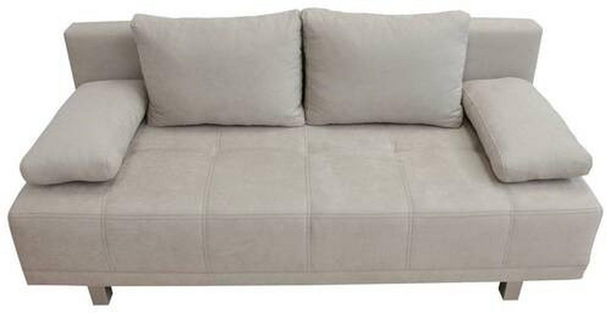 SCHLAFSOFA  mit Schlafen auf Sitzhöhe, Rücken echt Samt Beige  - Chromfarben/Beige, Design, Kunststoff/Textil (194/77/89cm) - MID.YOU