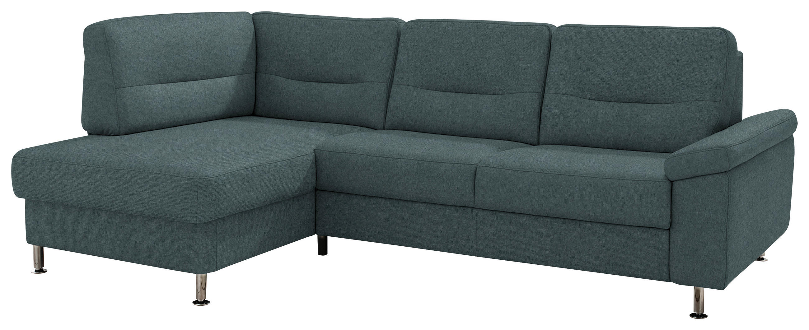 ECKSOFA  in Flachgewebe Dunkelgrau  160/244 cm  - Dunkelgrau/Alufarben, KONVENTIONELL, Textil/Metall (160/244cm) - Beldomo Comfort