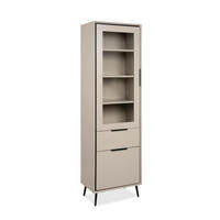 VITRINE in Schwarz, Sandfarben  - Sandfarben/Schwarz, Design, Glas/Holzwerkstoff (60/200/38cm) - MID.YOU