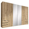 DREHTÜRENSCHRANK 300/216/58 cm 6-türig Eichefarben  - Chromfarben/Eichefarben, MODERN, Glas/Holzwerkstoff (300/216/58cm) - MID.YOU