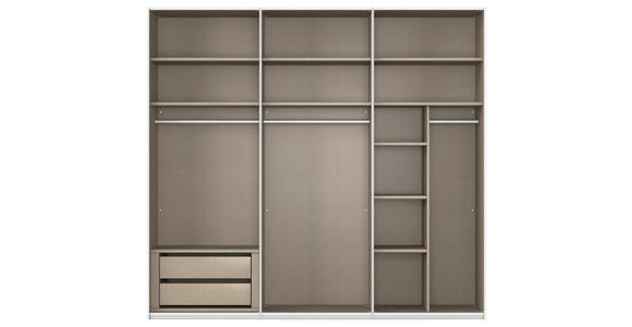 SCHWEBETÜRENSCHRANK 301/223/68 cm 3-türig Weiß, Champagner  - Champagner/Alufarben, KONVENTIONELL, Glas/Holzwerkstoff (301/223/68cm) - Novel