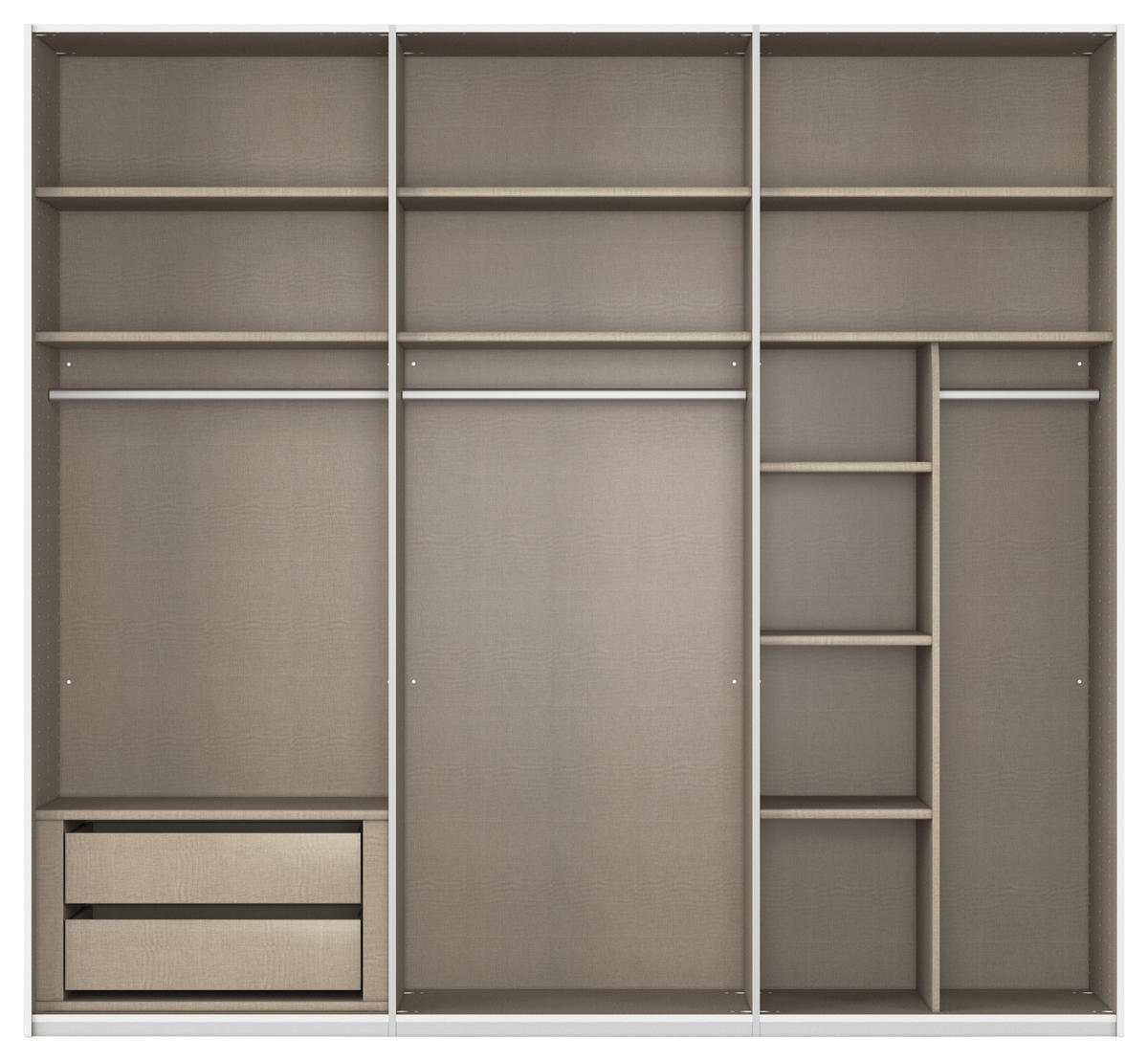 SCHWEBETÜRENSCHRANK Weiss, Champagner  - Weiss/Champagner, Konventionell, Glas/Holzwerkstoff (301/223/68cm) - Novel