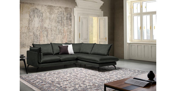 ECKSOFA Schwarz Samt  - Schwarz, Design, Textil/Metall (241/200cm) - Carryhome