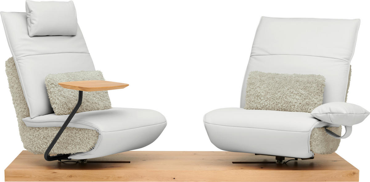 2-SITZER-SOFA Hochflor Echtleder Weiss  - Weiss/Schwarz, Design, Leder/Holz (240/65/104cm) - Koinor