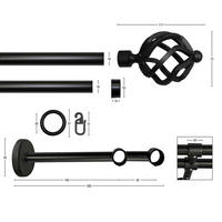 VORHANGSTANGE  320 cm  - Schwarz, KONVENTIONELL, Metall (320cm)