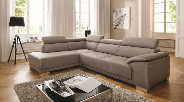 SEDEŽNA GARNITURA, mikrovlakna siva  - barve kroma/siva, Design, tekstil/leseni material (205/290cm) - Pure Home Lifestyle