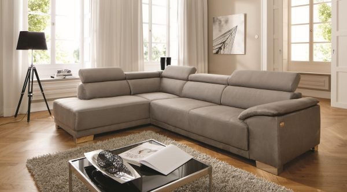 SEDEŽNA GARNITURA, mikrovlakna siva  - barve kroma/siva, Design, tekstil/leseni material (205/290cm) - Pure Home Lifestyle