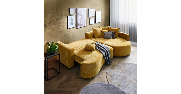 ECKSOFA in Chenille Goldfarben  - Goldfarben/Schwarz, Design, Kunststoff/Textil (307/194cm) - Carryhome