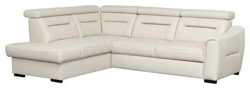 ECKSOFA Lederlook Echtleder Creme  - Wengefarben/Creme, Design, Leder/Holz (212/260cm) - Celina Home