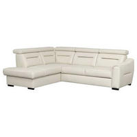 ECKSOFA Lederlook Echtleder Creme  - Wengefarben/Creme, Design, Leder/Holz (212/260cm) - Celina Home