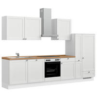 KÜCHENBLOCK Frame 330 cm  in Weiß, Eichefarben  - Edelstahlfarben/Eichefarben, MODERN, Holzwerkstoff/Metall (330cm) - Nobilia