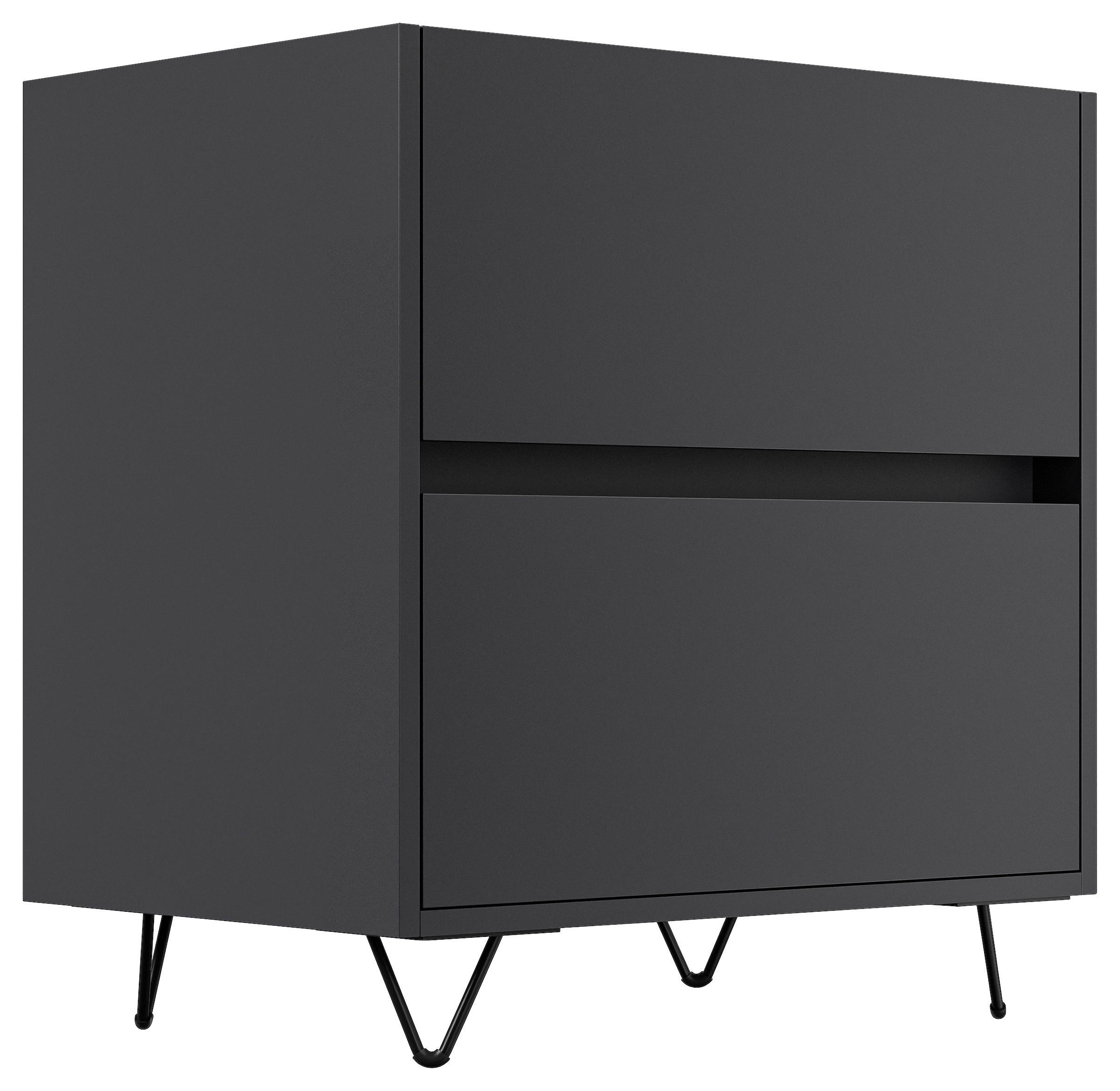 NACHTTISCH 61,2/65/42 cm  in Graphitfarben  - Graphitfarben/Schwarz, Basics, Holzwerkstoff/Metall (61,2/65/42cm) - MID.YOU