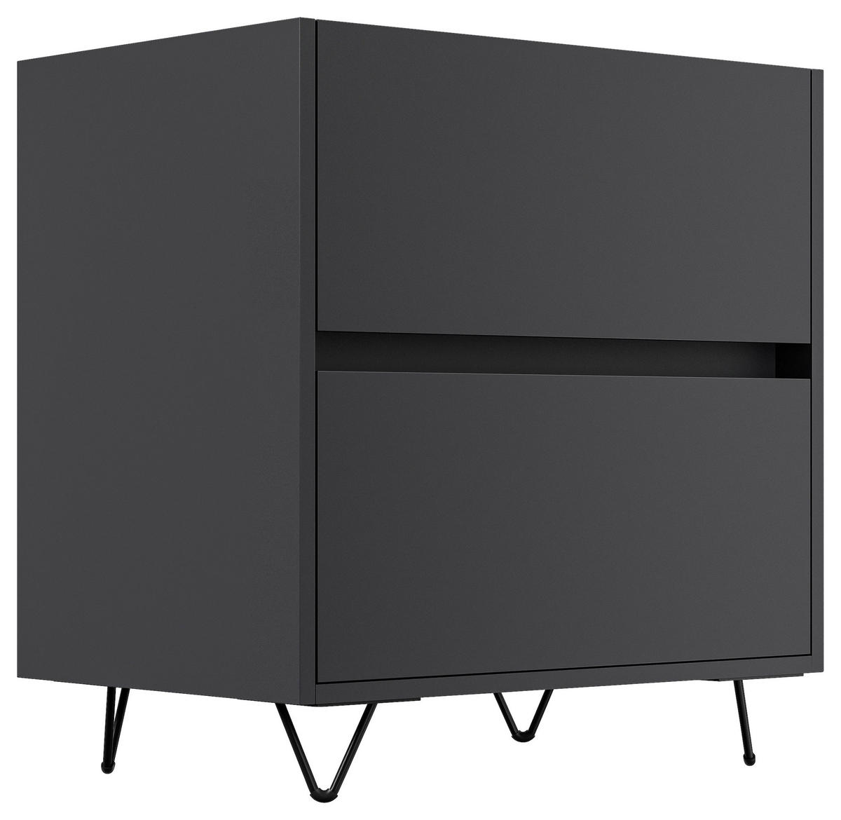 NACHTTISCH 61,2/65/42 cm  in Graphitfarben  - Graphitfarben/Schwarz, Basics, Holzwerkstoff/Metall (61,2/65/42cm) - MID.YOU