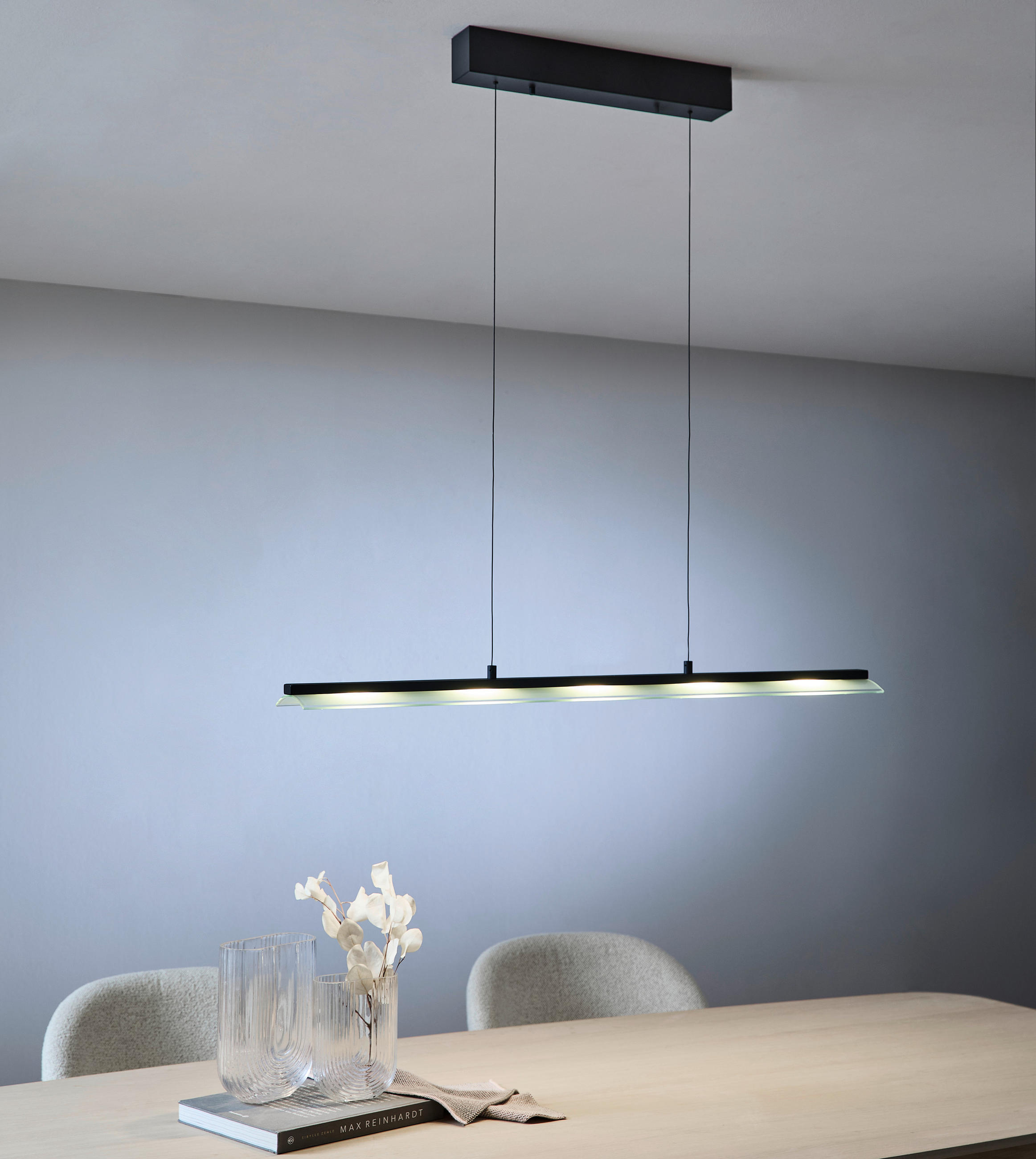 LED-HÄNGELEUCHTE 100/12/150 cm  - Schwarz, Design, Glas/Kunststoff (100/12/150cm) - Novel