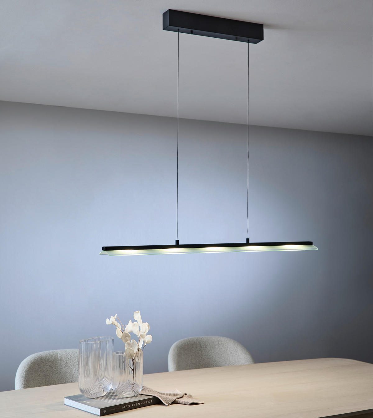 LED-HÄNGELEUCHTE 100/12/150 cm  - Schwarz, Design, Glas/Kunststoff (100/12/150cm) - Novel