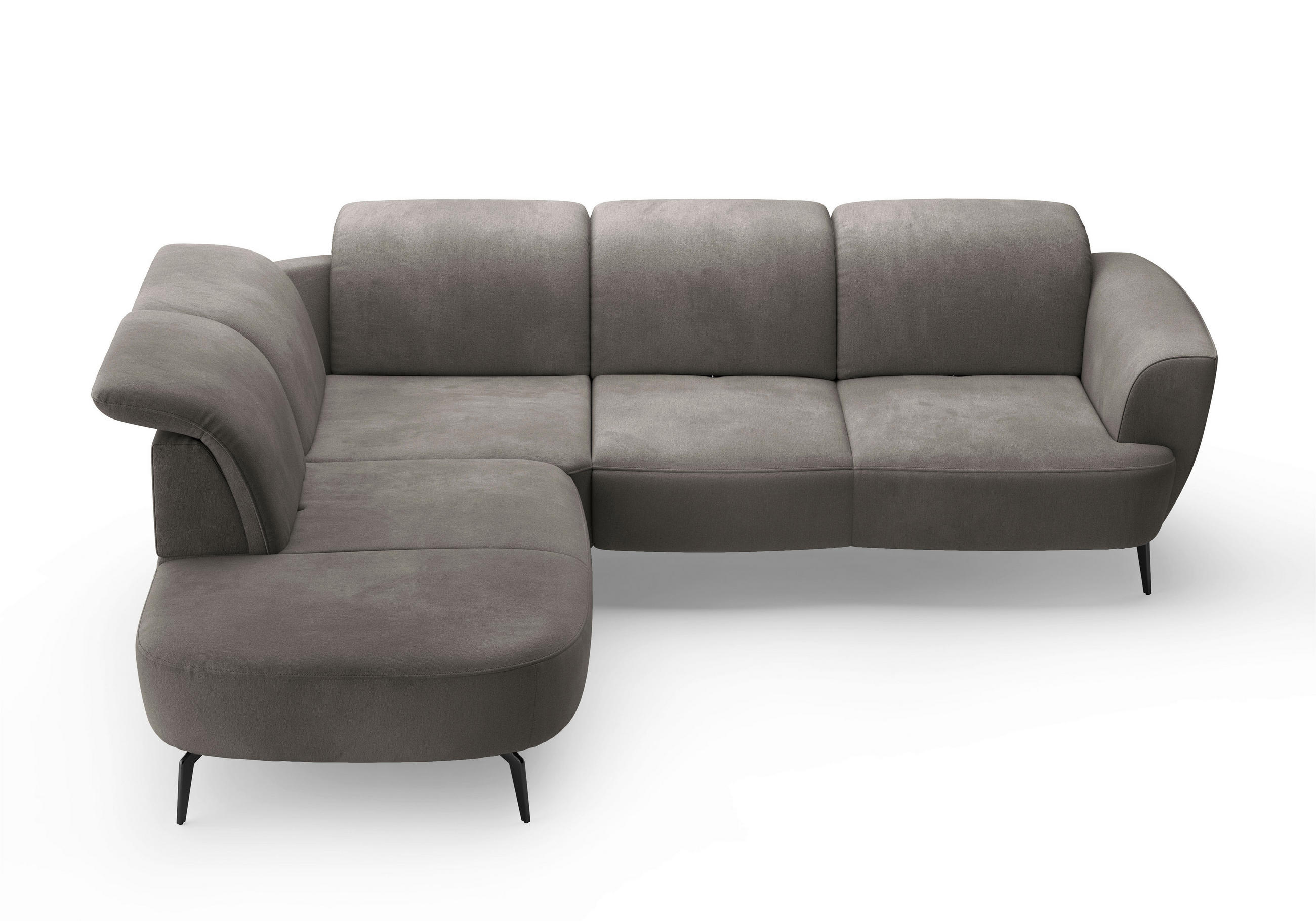 ECKSOFA in Flachgewebe Graphitfarben  267/300 cm  - Schwarz/Graphitfarben, KONVENTIONELL, Textil/Metall (267/300cm) - Sit & More