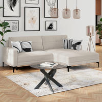 HÖRNSOFFA i cremefärgad  - svart/cremefärgad, Modern, metall/textil (238/162cm) - Ondega