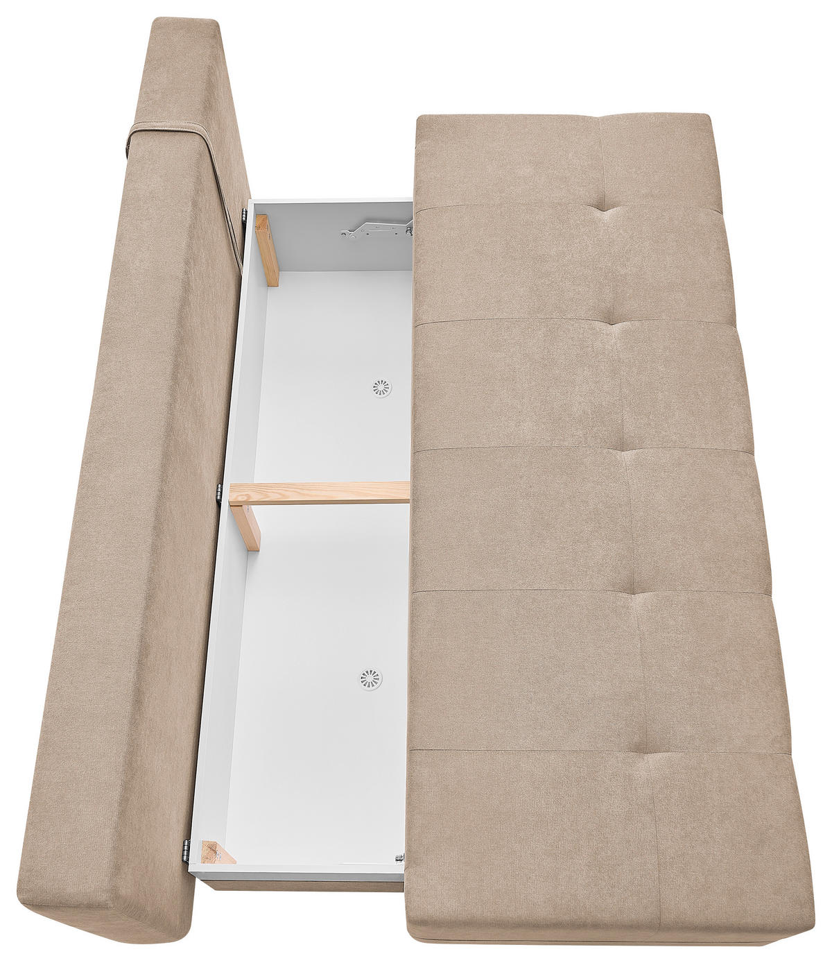 SCHLAFSOFA LUMOS Samt Braun  inkl. Rückenkissen, Armlehnenkissen, Schlaffunktion, Rücken echt, Stauraum  - Naturfarben/Braun, Design, Textil (206/96/96cm) - P & B