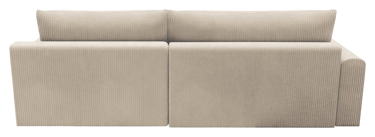 ECKSCHLAFSOFA in Cord Creme  - Creme/Schwarz, MODERN, Kunststoff/Textil (253/167cm) - Trendmanufaktur