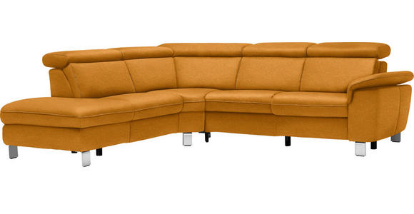 ECKSOFA in Flachgewebe, Mikrofaser Orange  - Beige/Alufarben, Design, Textil/Metall (242/271cm) - Cantus