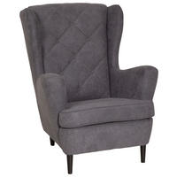 FÜLES FOTEL - fekete/sötétszürke, Basics, faalapú anyag/karton (78/102/98cm) - Carryhome