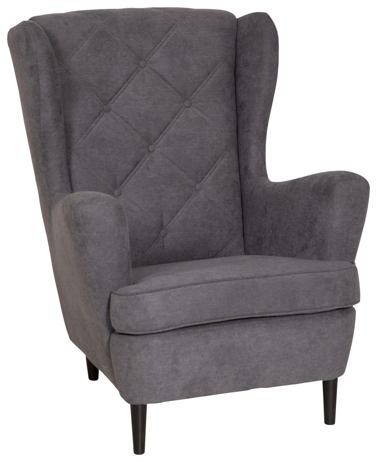 FÜLES FOTEL - fekete/sötétszürke, Basics, faalapú anyag/karton (78/102/98cm) - Carryhome