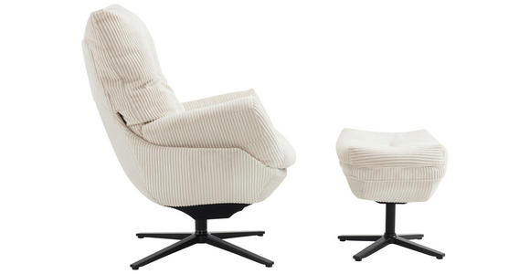 RELAXSESSELSET Cord Relaxfunktion, Hocker - Beige/Schwarz, Design, Textil/Metall (77/100/78cm) - Carryhome