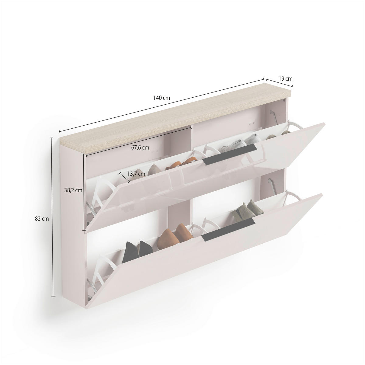 SCHUHKIPPER - Kaschmir/Eichefarben, Design, Holzwerkstoff/Metall (140/82/19cm) - Xora