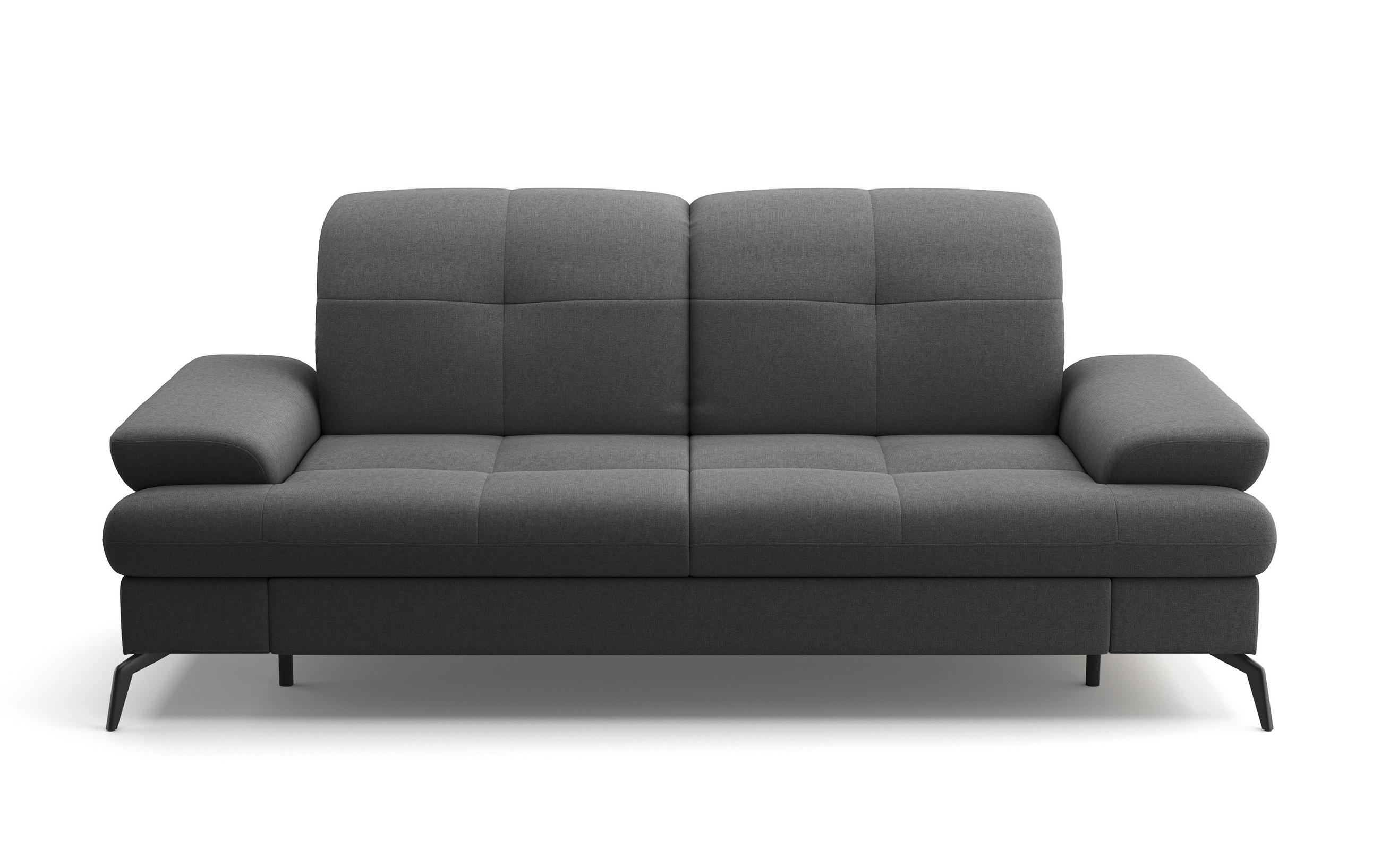 2,5-SITZER in Flachgewebe Dunkelgrau  - Dunkelgrau/Schwarz, KONVENTIONELL, Textil/Metall (202/90/122cm) - Sit & More