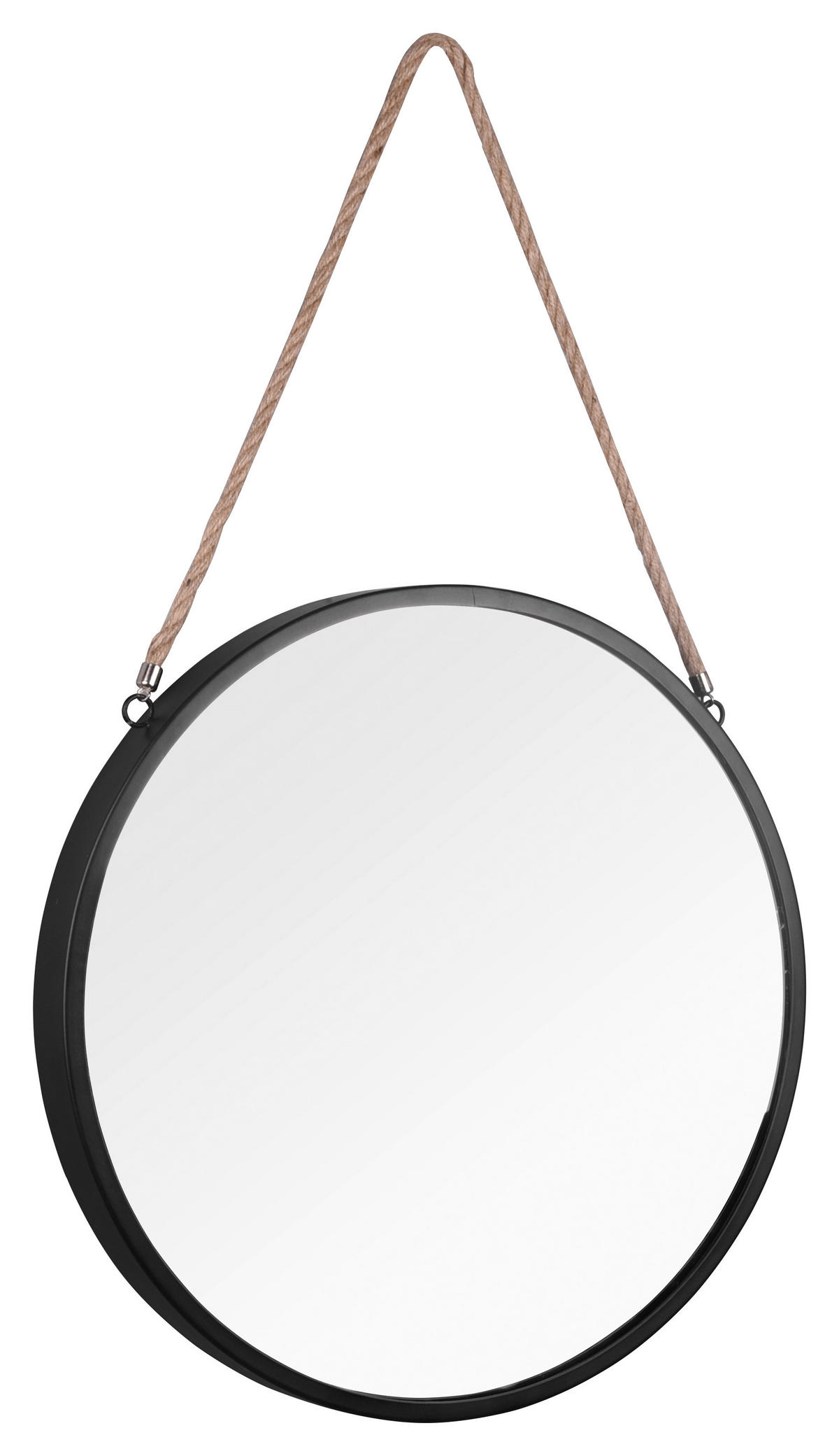 NÁSTENNÉ ZRKADLO 40 cm - čierna/prírodná farba, Modern, kov/sklo (40cm)