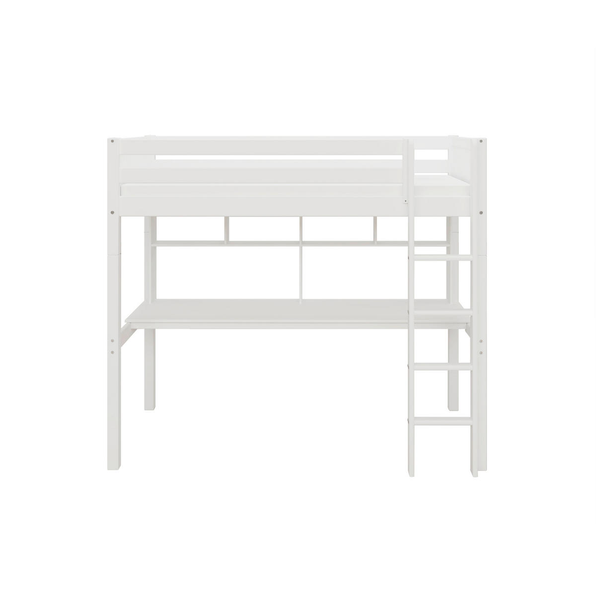 HOCHBETT 90/200 cm,  in Absturzsicherung, Leiter, Schreibtisch, Rollrost  - Weiß, MODERN, Holz (90/200cm) - Chameo