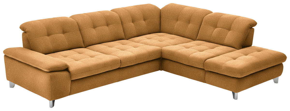 ECKSOFA in Chenille Currygelb  - Chromfarben/Currygelb, Design, Textil/Metall (310/260cm) - Beldomo Speed
