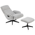 RELAXSESSELSET inkl. Funktion Cord Relaxfunktion, Hocker    - Schwarz/Grau, Design, Textil/Metall (75/106/74cm) - Xora