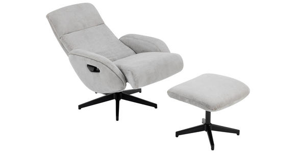 RELAXSESSELSET inkl. Funktion Cord Relaxfunktion, Hocker - Schwarz/Grau, Design, Textil/Metall (75/106/74cm) - Xora