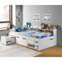 STAURAUMBETT 90/200 cm  in Weiss   - Weiss/Naturfarben, Basics, Holz (90/200cm) - MID.YOU