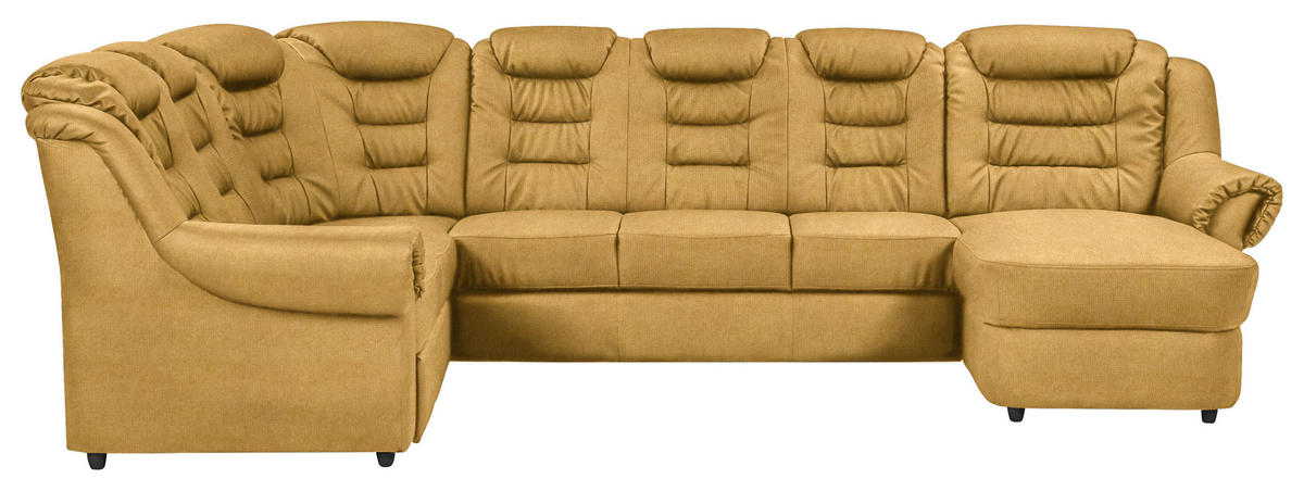 WOHNLANDSCHAFT in Chenille Gelb  - Gelb/Schwarz, Konventionell, Kunststoff/Textil (216/333/165cm) - Livetastic
