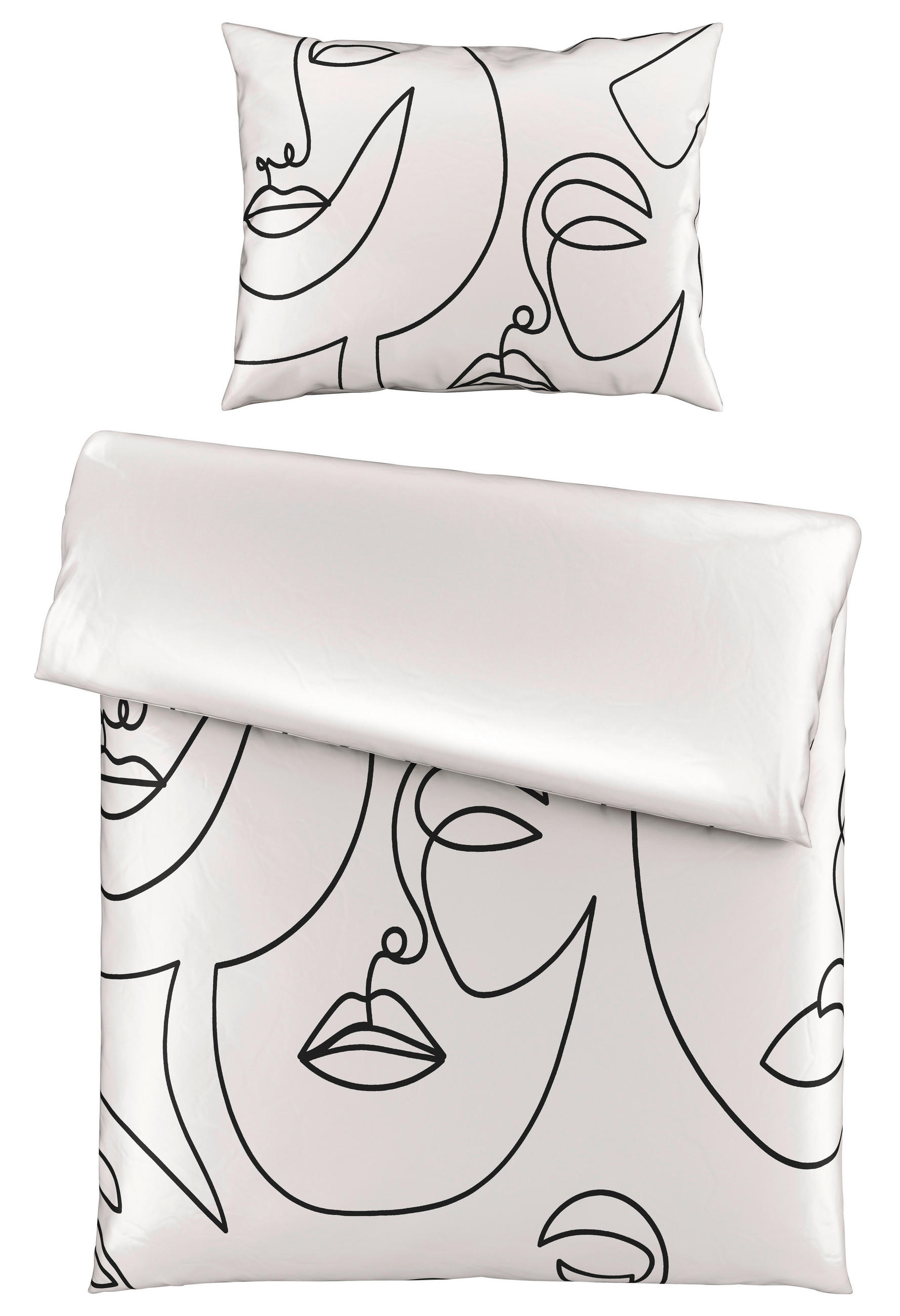 POSTELJINA SA DVA LICA FACES 140/200 cm saten crna, bela  - bela/crna, Osnovno, tekstil (140/200cm) - Esposa
