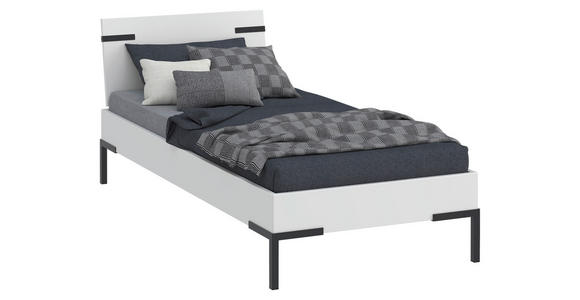 BETT 90/200 cm,  in Weiß,  - Schwarz/Weiß, Design, Metall (90/200cm) - Xora