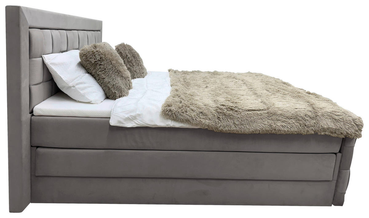 BOXSPRINGOVÁ POSTEĽ, 140/200 cm grafitová - grafitová, Modern, textil (140/200cm) - Livetastic