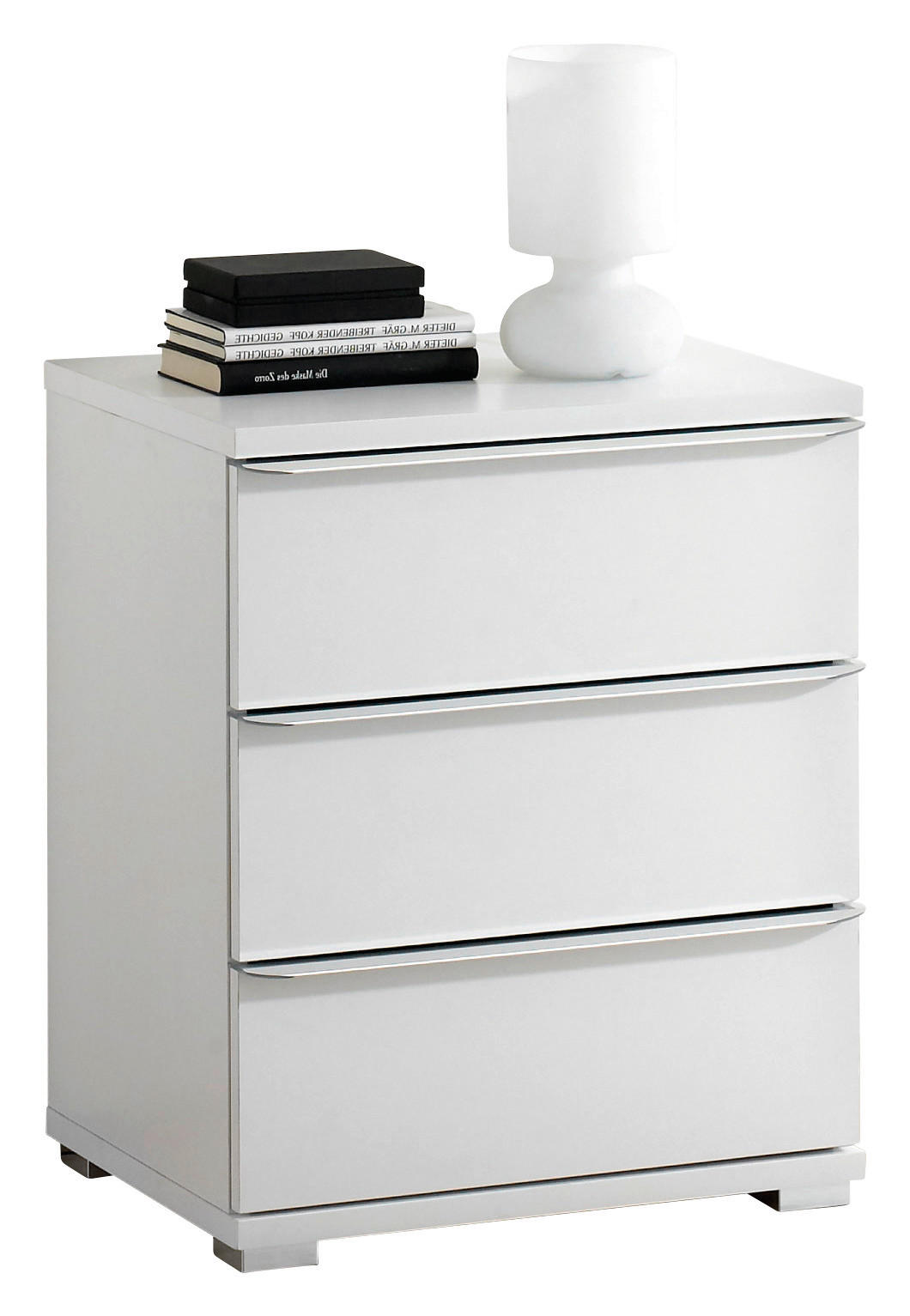 NACHTSCHRANK 51/62/40 cm  - Chromfarben/Weiß, Design, Glas/Holzwerkstoff (51/62/40cm) - Moderano