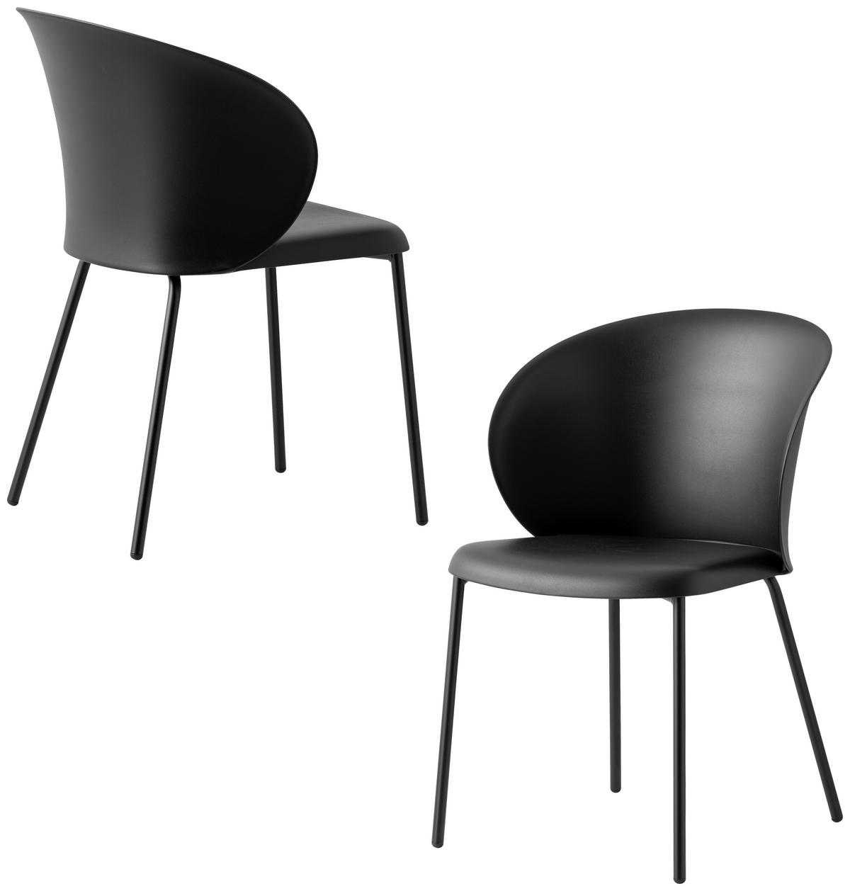 GARTENSTUHL-SET Schwarz  - Schwarz, Basics, Kunststoff/Metall (55/76/56cm) - Connubia 