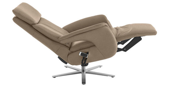 RELAXSESSEL in Leder Hellbraun - Hellbraun/Edelstahlfarben, Design, Leder/Metall (70/124/85cm) - Cantus